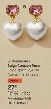 Yanbal - Pedientes Spiga Corazón Rosé
