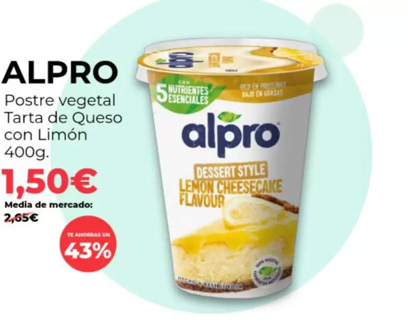 Alpro - Postre Vegetal Tarta De Queso Con Limón
