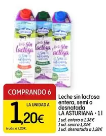 La Asturiana - Leche Sin Lactosa Entera, Semi O Desnatada