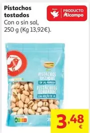 PISTACHOS TOSTADOS SIN SAL AUCHAN 250G                      