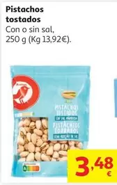 PISTACHOS TOSTADOS SIN SAL AUCHAN 250G                      