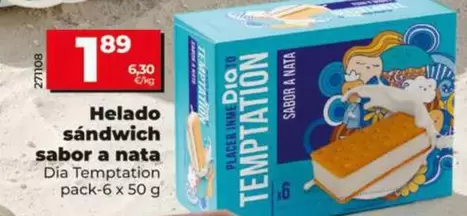 Dia Temptation - Helado Sándwich Sabor A Nata 