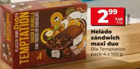 Dia Temptation - Helado Sándwich Maxi Duo 