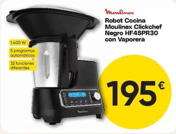 Moulinex - Robot Cocina  Clickchef Negro Hf4spr30 Con Vaporera