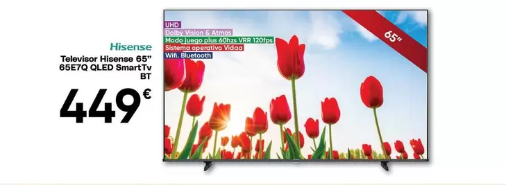 Hisense - Televisor 65" Qled SmartTv Bt