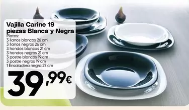 Vajilla Carine 19 Piezas Blanca Y Negra