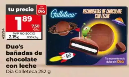 Dia Galleteca - Duo's Bañadas De Chocolate Con Leche 