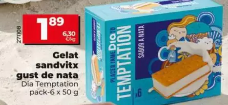 Dia Temptation - Helado Sándwich Sabor A Nata 