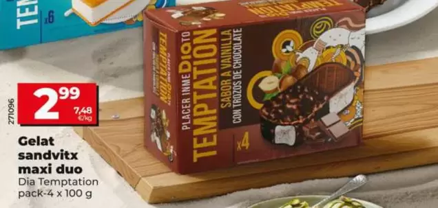 Dia Temptation - Helado Sándwich Maxi Duo