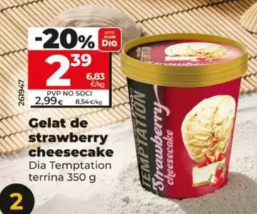 Dia Temptation - Helado De Strawberry Cheesecake 