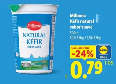Milbona - Kefir Natural Sabor Suave
