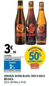 Satan - Cerveza Black, Red O Gold Belgica