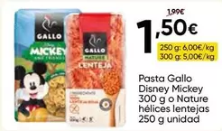 Gallo - Pasta Mickey 300 G O Nature Hèlices Lentejas 250 G