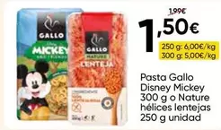 Gallo - Pasta Disney Mickey O Nature Hélices Lentejas