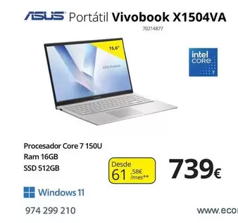 Asus - Portatil Vivobook X1504va