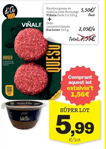 Viñals/Surinver - Hamburguesa De Vedella Amb Formatge + Ceba Caramellitzada