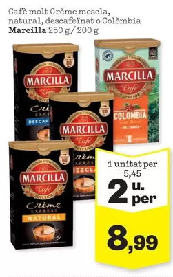 Marcilla - Cafè Molt Crème Mescla, Natural, Descafeïnat O Colòmbia