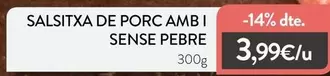 Salsitxa De Porc Amb I Sense Pebre