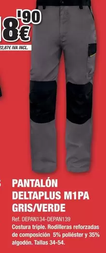 Deltaplus - Pantalón  M 1 Pa Gris/verde