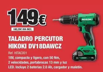 Hikoki - Taladro Percutor DV18DAWCZ