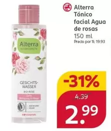Alterra - Tònico Facial Agua De Rosas