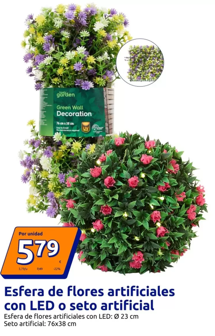 Esfera De Flores Artificiales Con LED O Seto Artificial