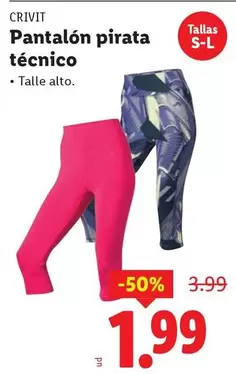 Crivit - Pantalon Pirata Tecnico