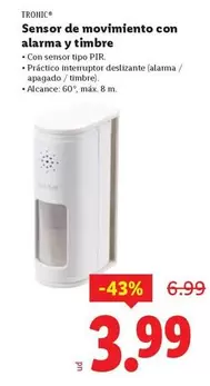 Tronic - Sensor De Movimiento Con Alarma Y Timbre