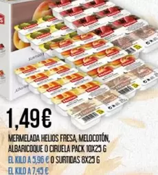 Helios - Mermelada Fresa, Melocoton, Albaricoque O Ciruela Pack 10x