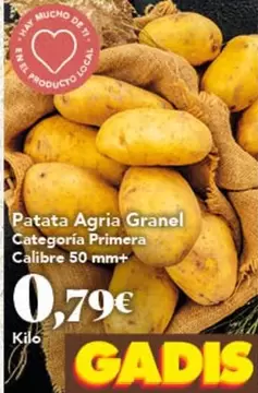 Patata Agria Granel Categoria Primera Calibre 50 Mm+
