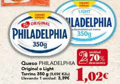 Philadelphia - Queso Original O Light Tarrina