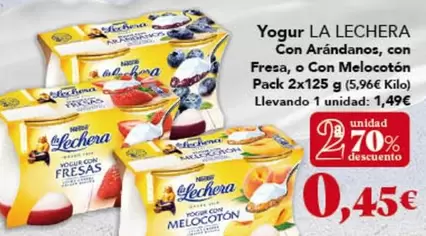 La Lechera - Yogur Con Arandanos, Con Fresa, O Con Melocoton