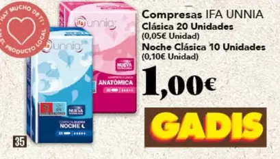 ifa unnia - Compresas Clasica 20 Unidades