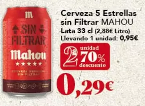 Mahou - Cerveza 5 Estrellas Sin Filtrar
