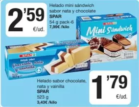 Spar - Helado Sabor Chocolate, Nata Y Vainilla