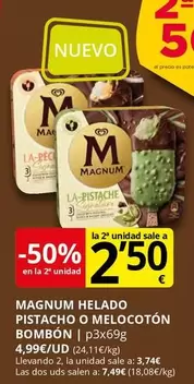 Magnum -  Helado Pistacho O Melocoton Bombon