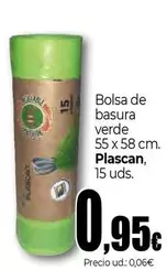 Plascan - Bolsa De Basura Verde 55 X 58 Cm