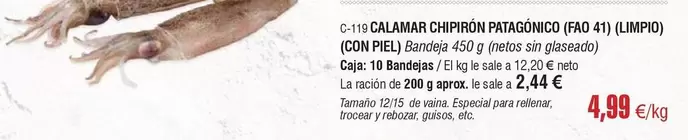 Calamar Chipirón Patagonico (FAO 41)