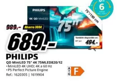 Philips - Qd Miniled 75" 4k 75mlled820/12