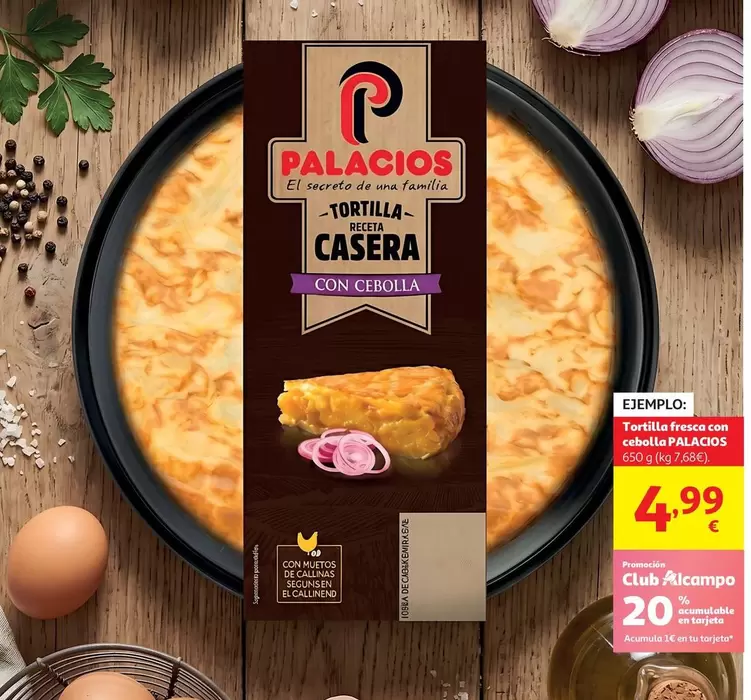 TORTILLA PATATA C/CHORIZO PALACIOS 500G.                    