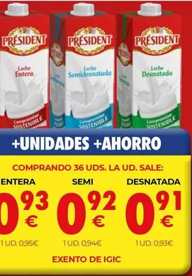 Président - Leche Semidesnatada