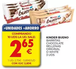 Kinder - Barritas Chocolate Rellenas Original O White