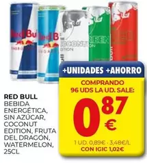 Red Bull - Bebida Energética, Sin Azúcar, Coconut Edition, Fruta Del Dragón, Watermelon