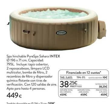 Intex - Spa Hinchable Purespa Sahara