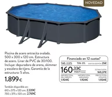 antracita - Piscina De Acero Ovalada