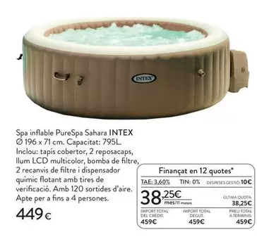 Intex - Spa Inflable PureSpa Sahara