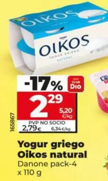 Danone - Yogur Griego Oikos Natural
