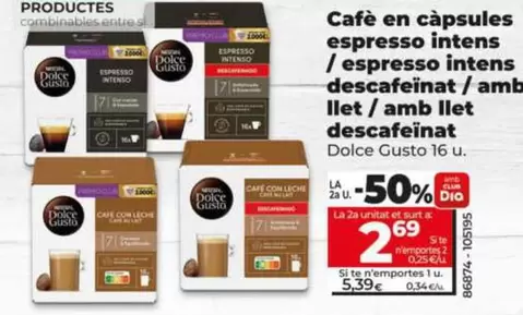 Espresso - Cafe En Capsules  Intens /  Intens Descafeinat / Amb Llet / Amb Llet Descafeinat