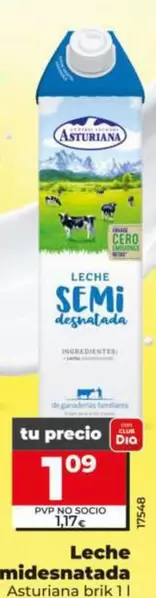 La Asturiana - Leche Semidesnatada