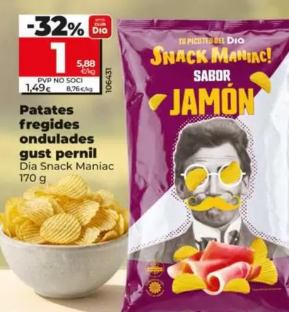 Snack - Patates Fregides Ondulades Gust Pernil